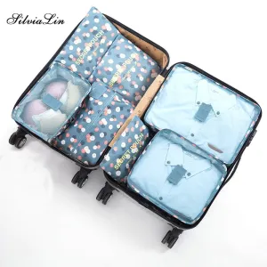 2018 New 7PCS/Set High Quality Oxford Cloth Travel Mesh Bag In Bag Luggage Organizer Packing Cube