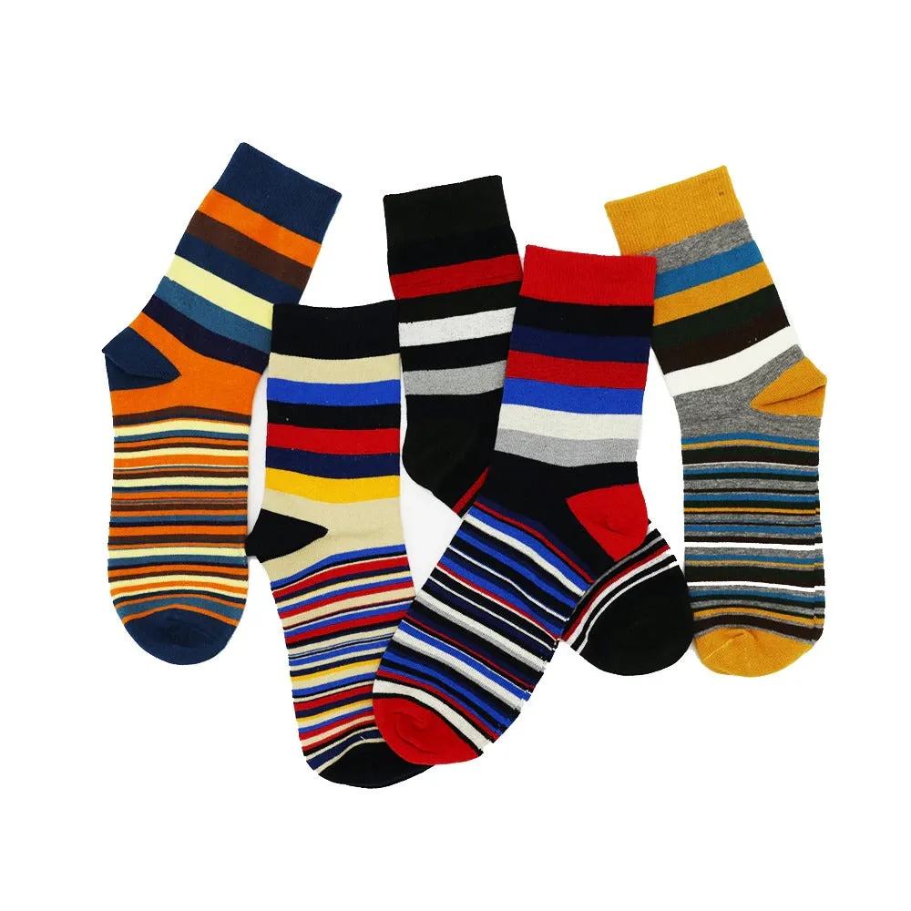 5 Pairs Popular Men's Latest Fashion Color Stripes Designed Socks