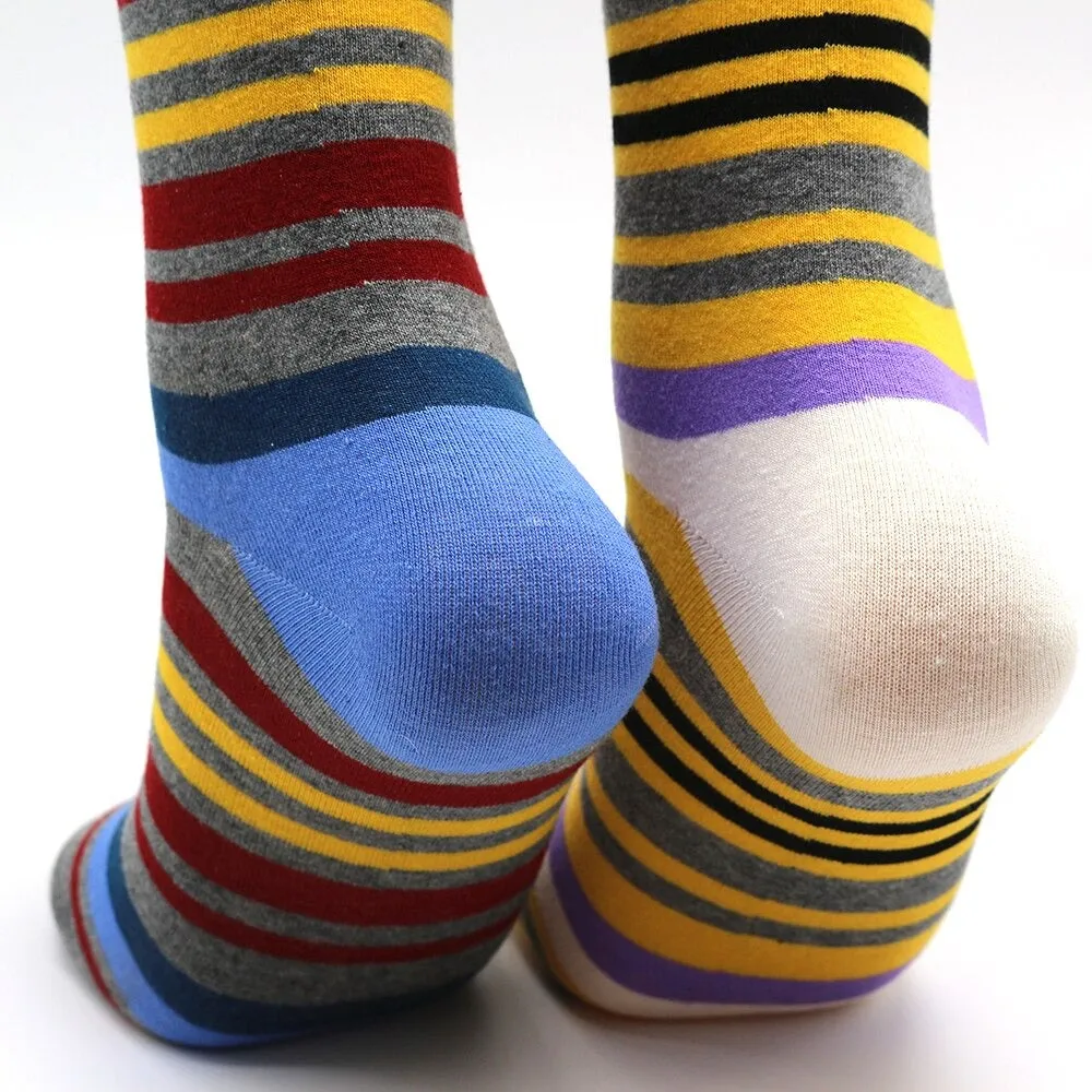 5 Pairs Popular Men's Latest Fashion Color Stripes Designed Socks