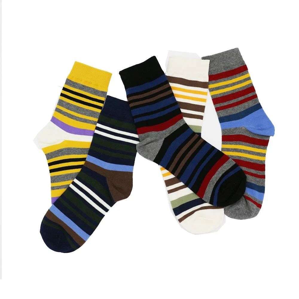 5 Pairs Popular Men's Latest Fashion Color Stripes Designed Socks