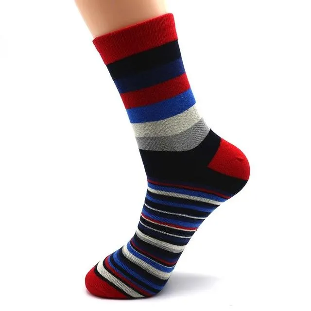 5 Pairs Popular Men's Latest Fashion Color Stripes Designed Socks