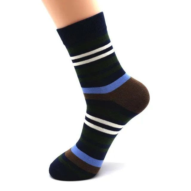 5 Pairs Popular Men's Latest Fashion Color Stripes Designed Socks