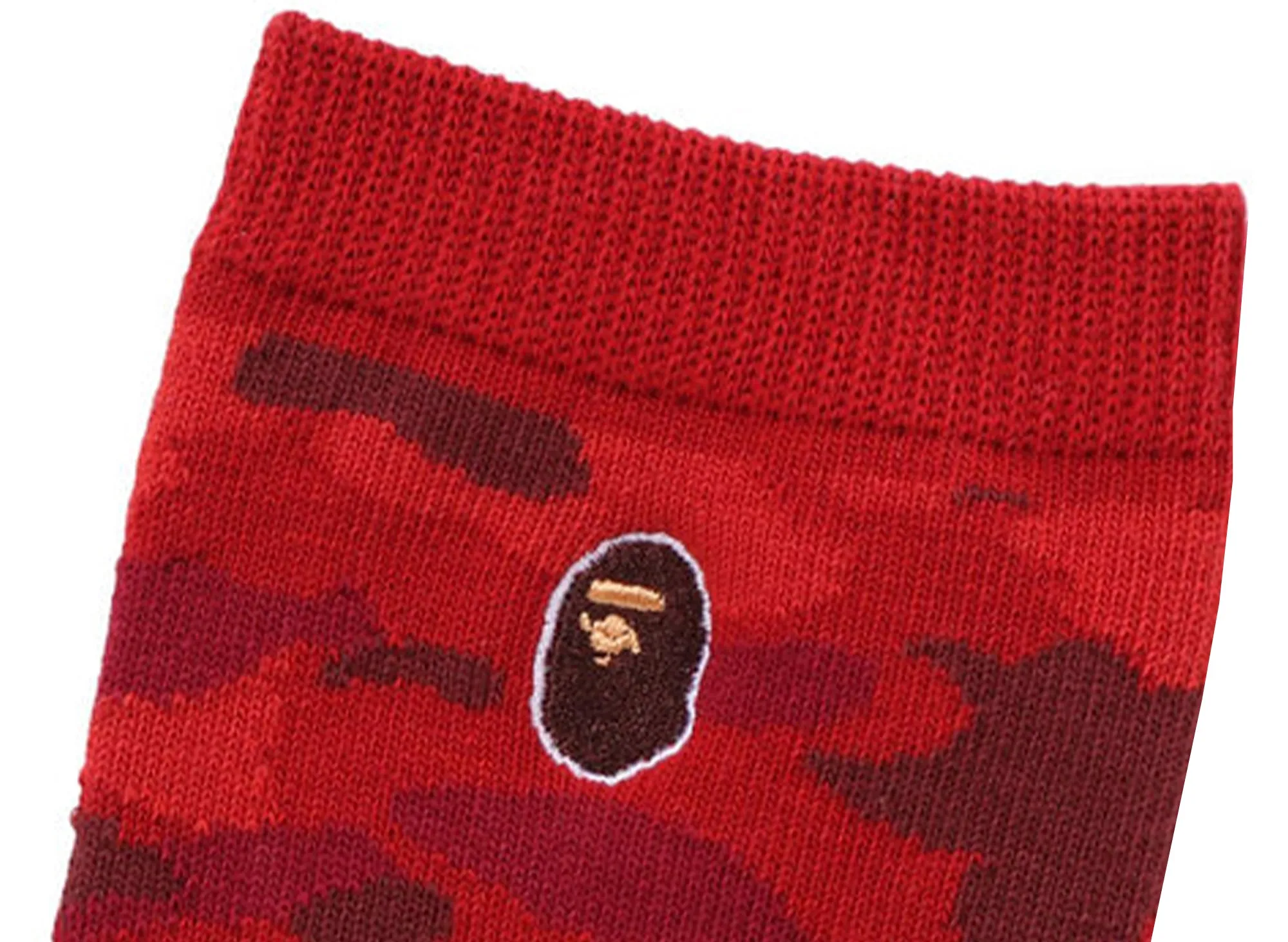 A Bathing Ape Color Camo Ape Head One Point Socks in Red xld