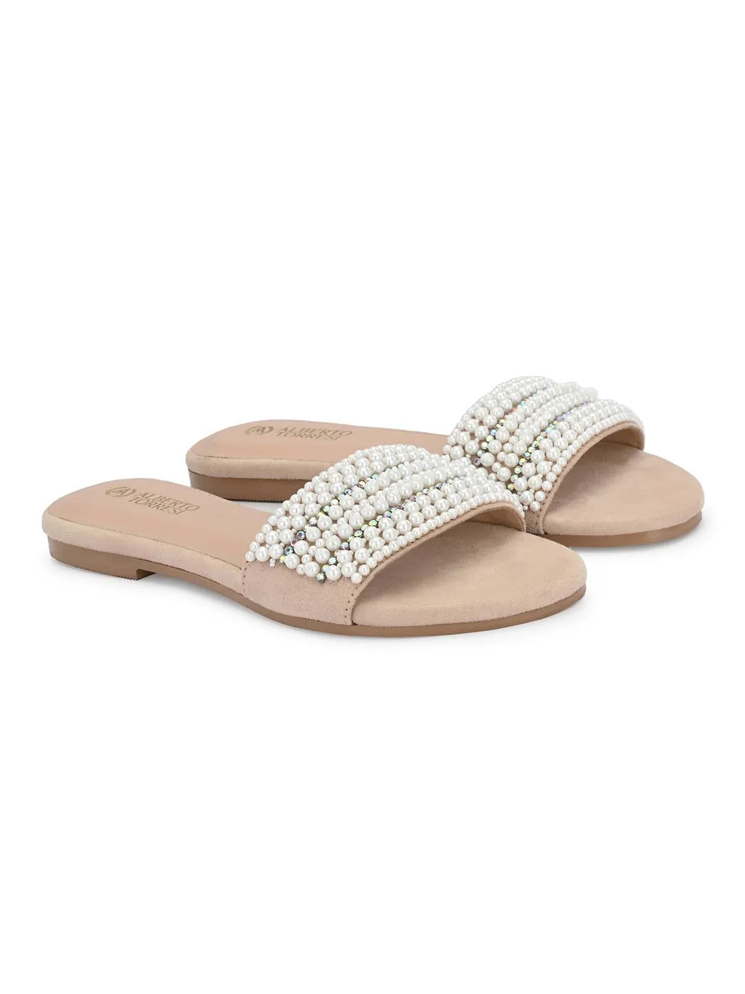 Alberto Torresi Synthetic Beige Flat Sandals for women