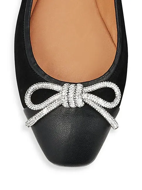 AQUAZZURA Parisina Crystal Bow Ballet Flats