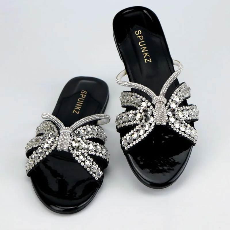 Bling Crystal Rhinestones Straps Ladies Fancy Slide Slipper