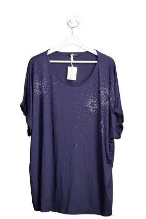 Capsule Navy Blue Stars Rhinestone Short Sleeve T Shirt UK 24