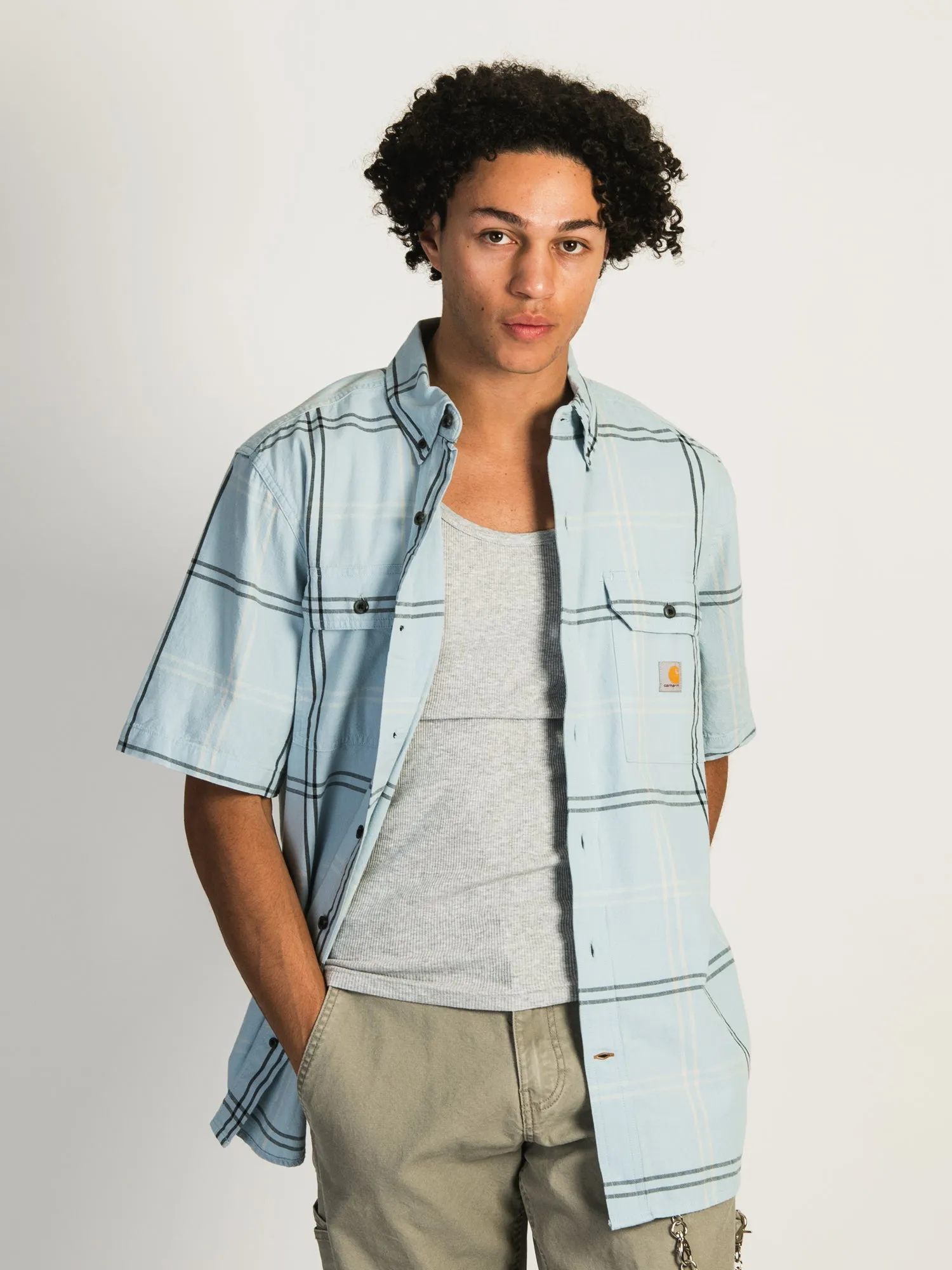 CARHARTT LOOSE FIT SHORT SLEEVE PLAID SHIRT