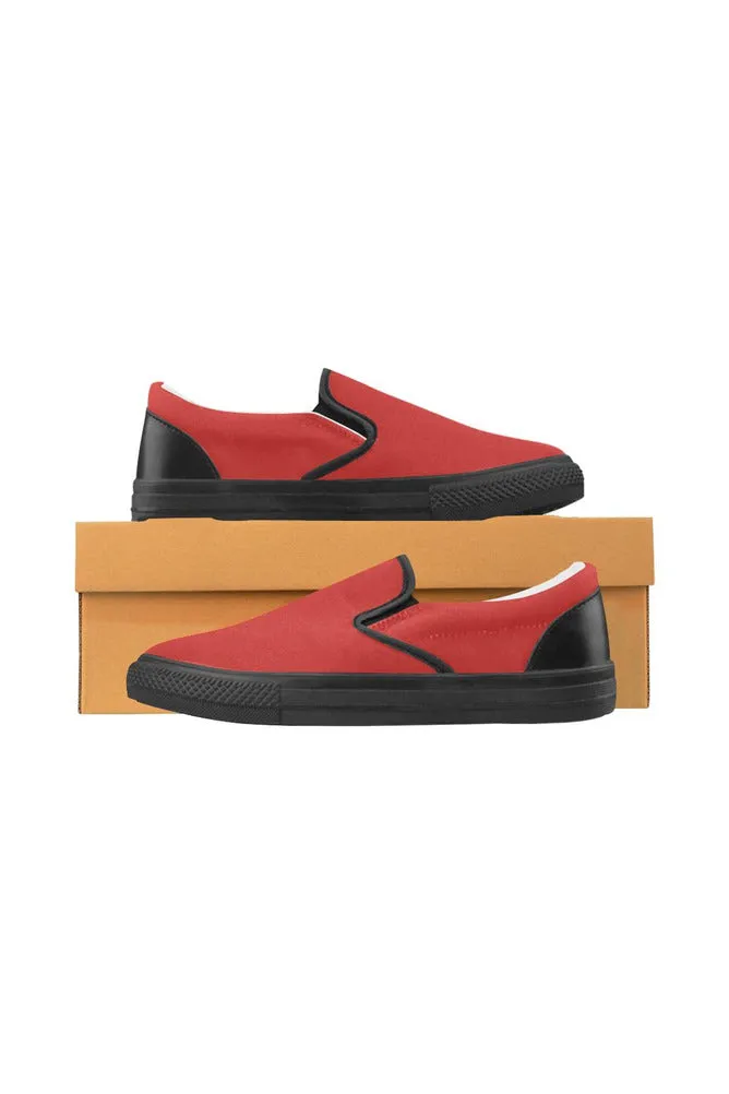 Cherry Red Men's Slip-on Canvas Shoes (Model 019)