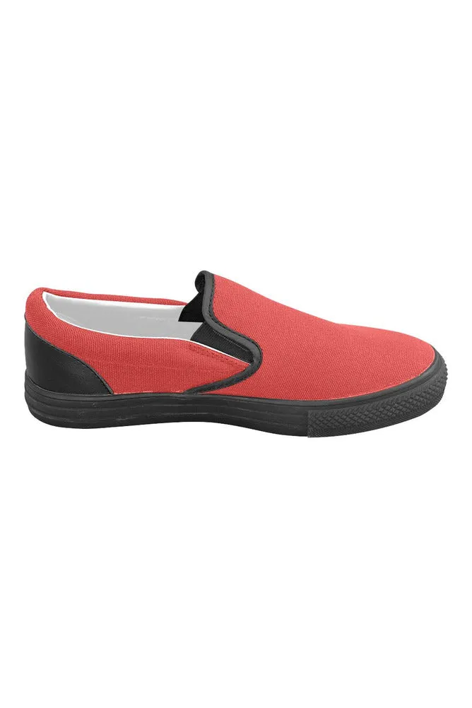 Cherry Red Men's Slip-on Canvas Shoes (Model 019)