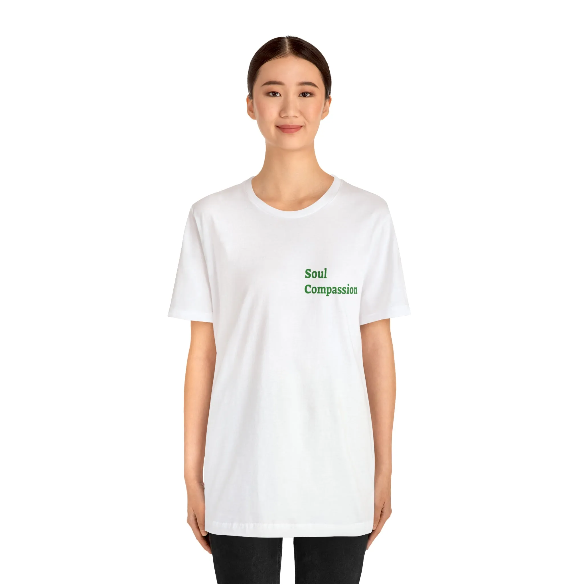 Compassion is Soul Food Unisex Jersey Short Sleeve Tee, QR Code T-shirt, Hidden Message t-shirt, Positive T-shirt