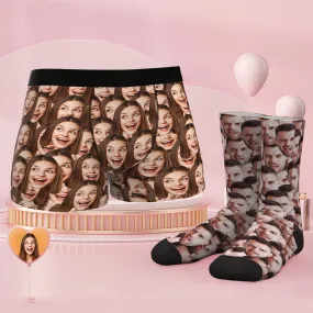 Custom Face Boxer Shorts And Socks Set Face Mash