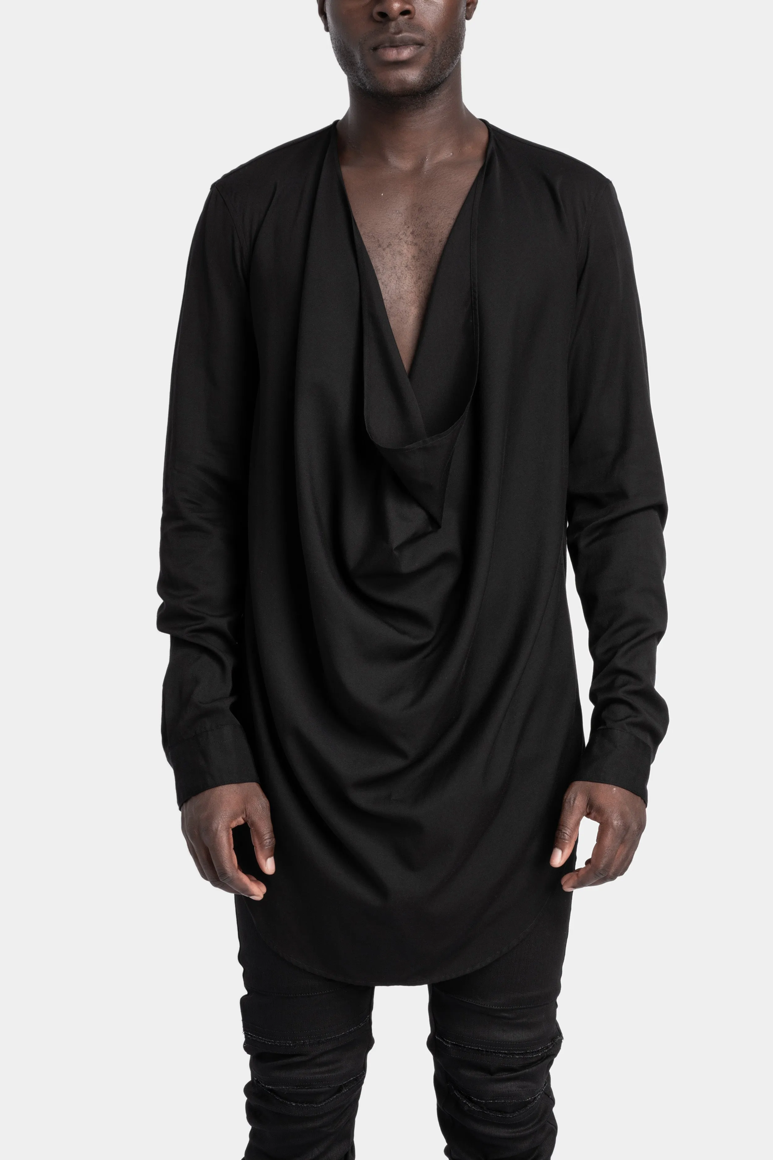 Draped front shirt