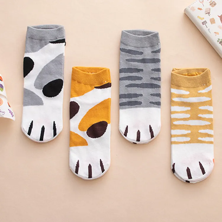 Kawaii Cute Ankle Socks - Cat Paws Set of 4