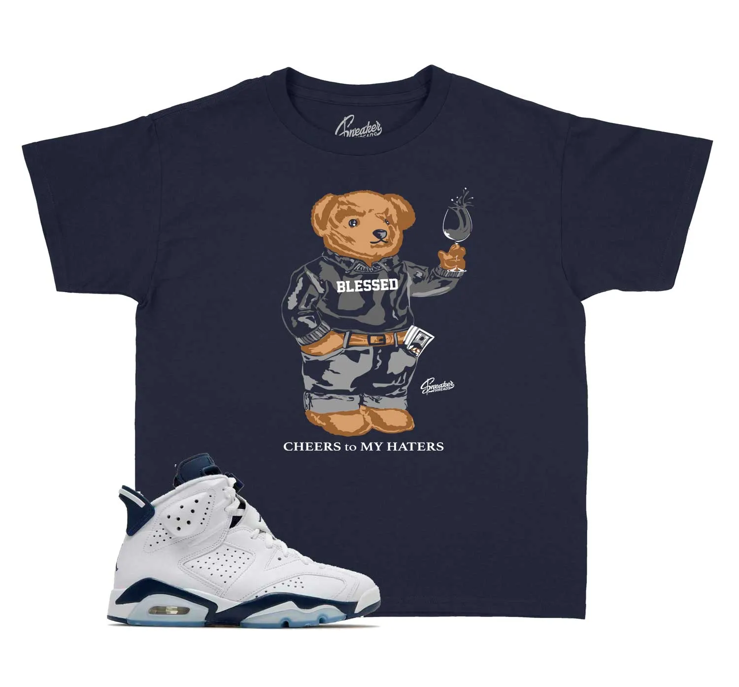 Kids - Midnight Navy 6 Cheers Bear Shirt