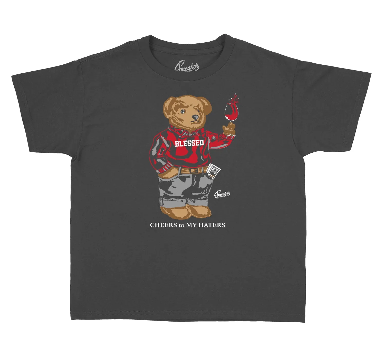 Kids - Red Flint 13 Shirt - Cheers Bear - Charcoal