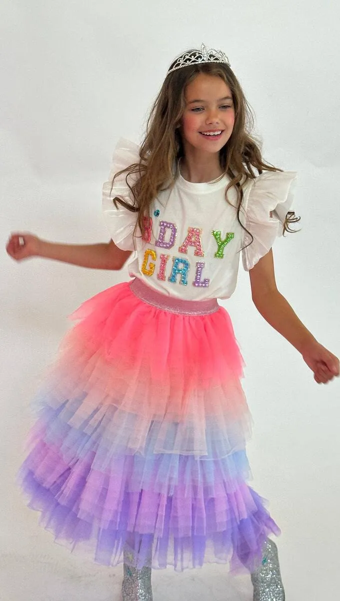 Lola and The Boys Birthday Girl Gem Ruffle Shirt