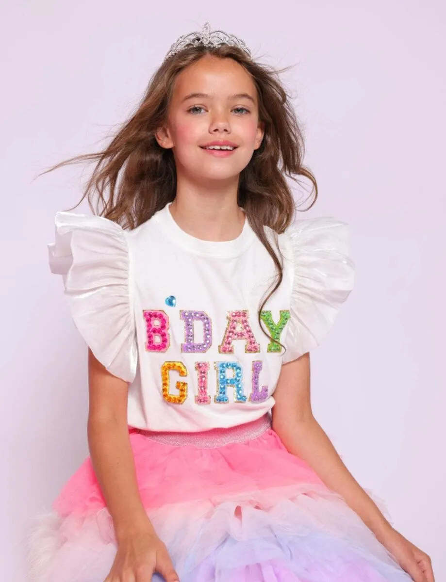 Lola and The Boys Birthday Girl Gem Ruffle Shirt