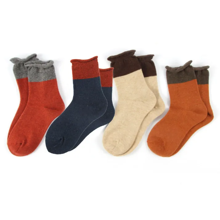 Loose Cuff Wool Socks | Brown