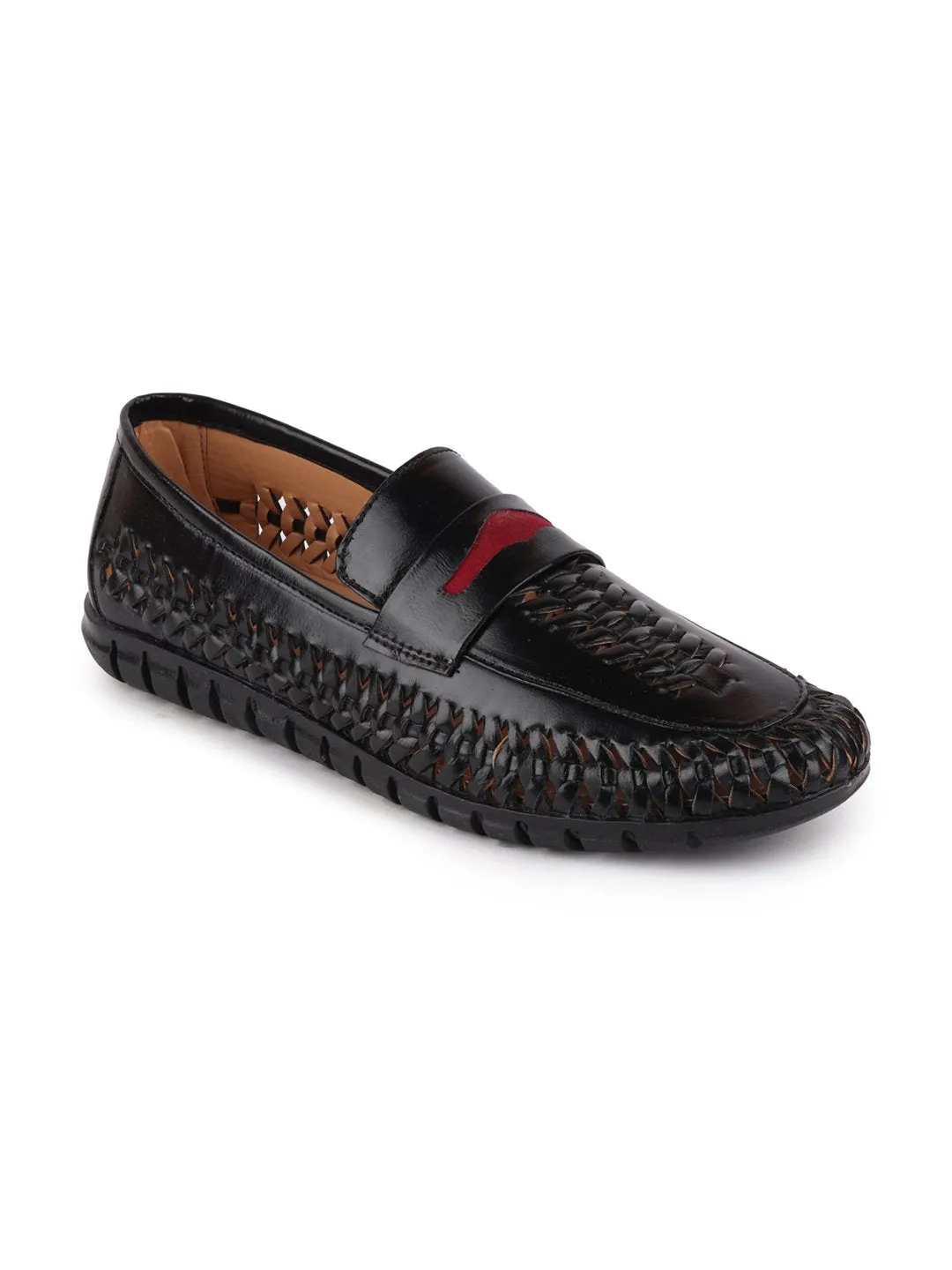 Men Black Casual Slip-On Knitted Shoes