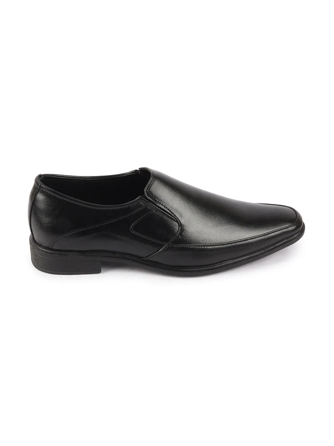 Men Black Genuine Leather Formal Office Slip On Shoes