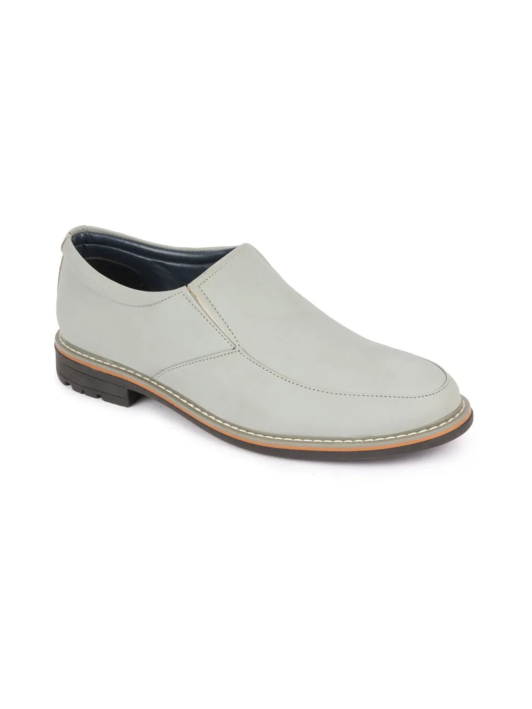 Men Sky Blue Formal Office Comfort Design Broad Feet TPR Welted Sole Slip On Shoes