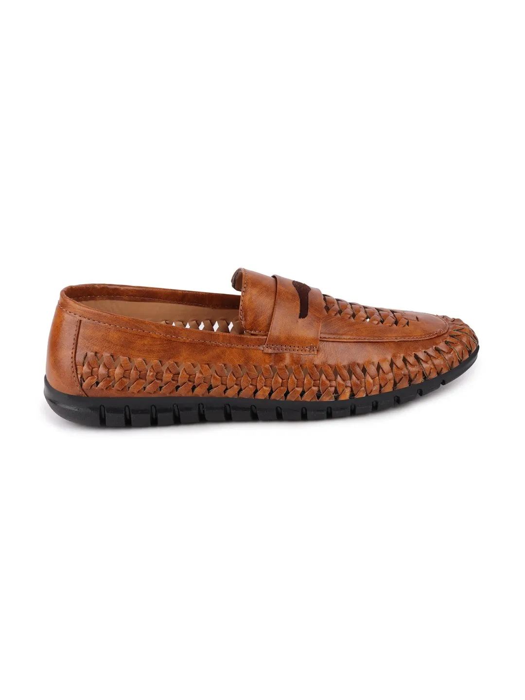 Men Tan Casual Slip-On Knitted Shoes