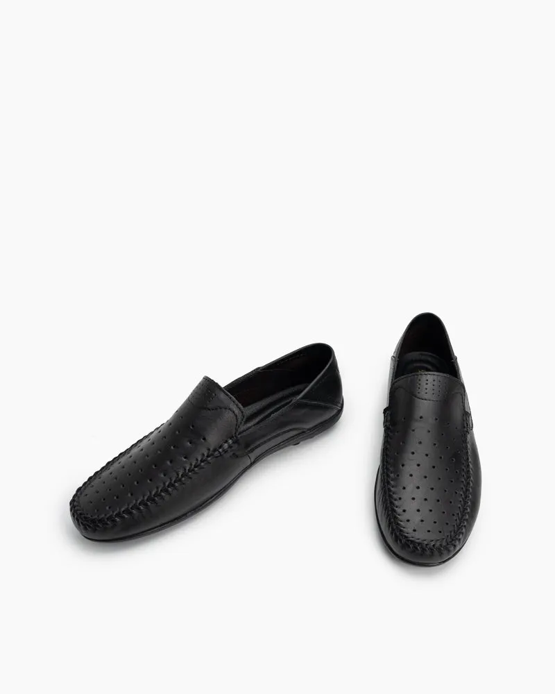 Men's Breathable Punching Premium Genuine Leather Loafers