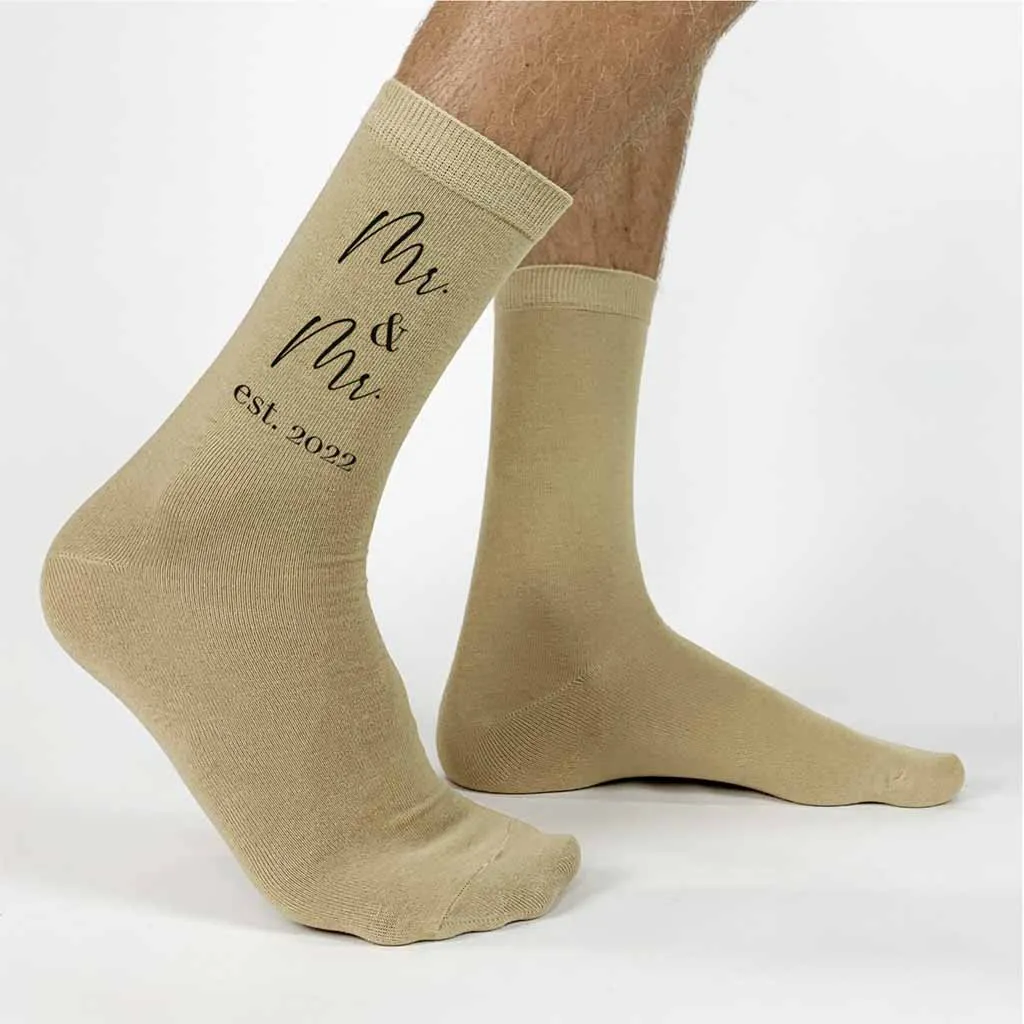 Mr. & Mr. Wedding Socks - Personalized Cotton Socks for Men