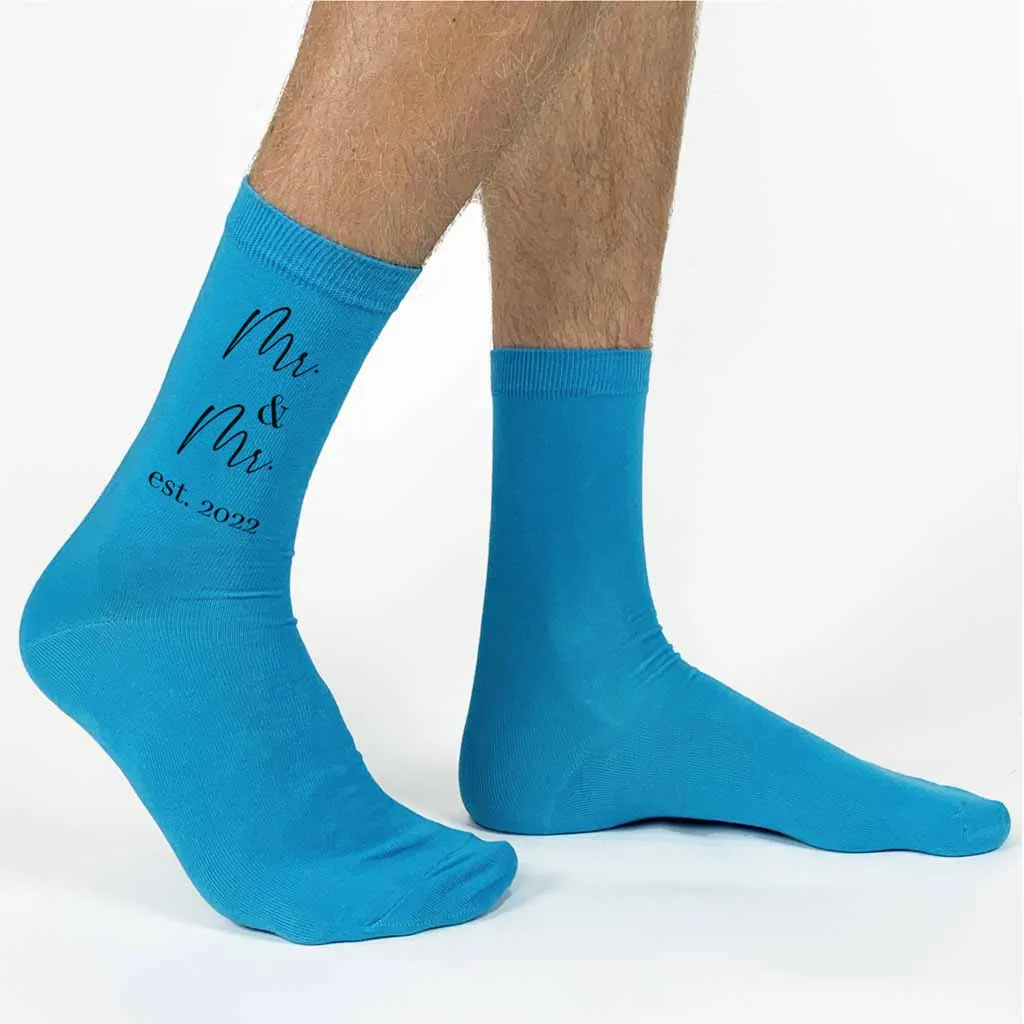 Mr. & Mr. Wedding Socks - Personalized Cotton Socks for Men