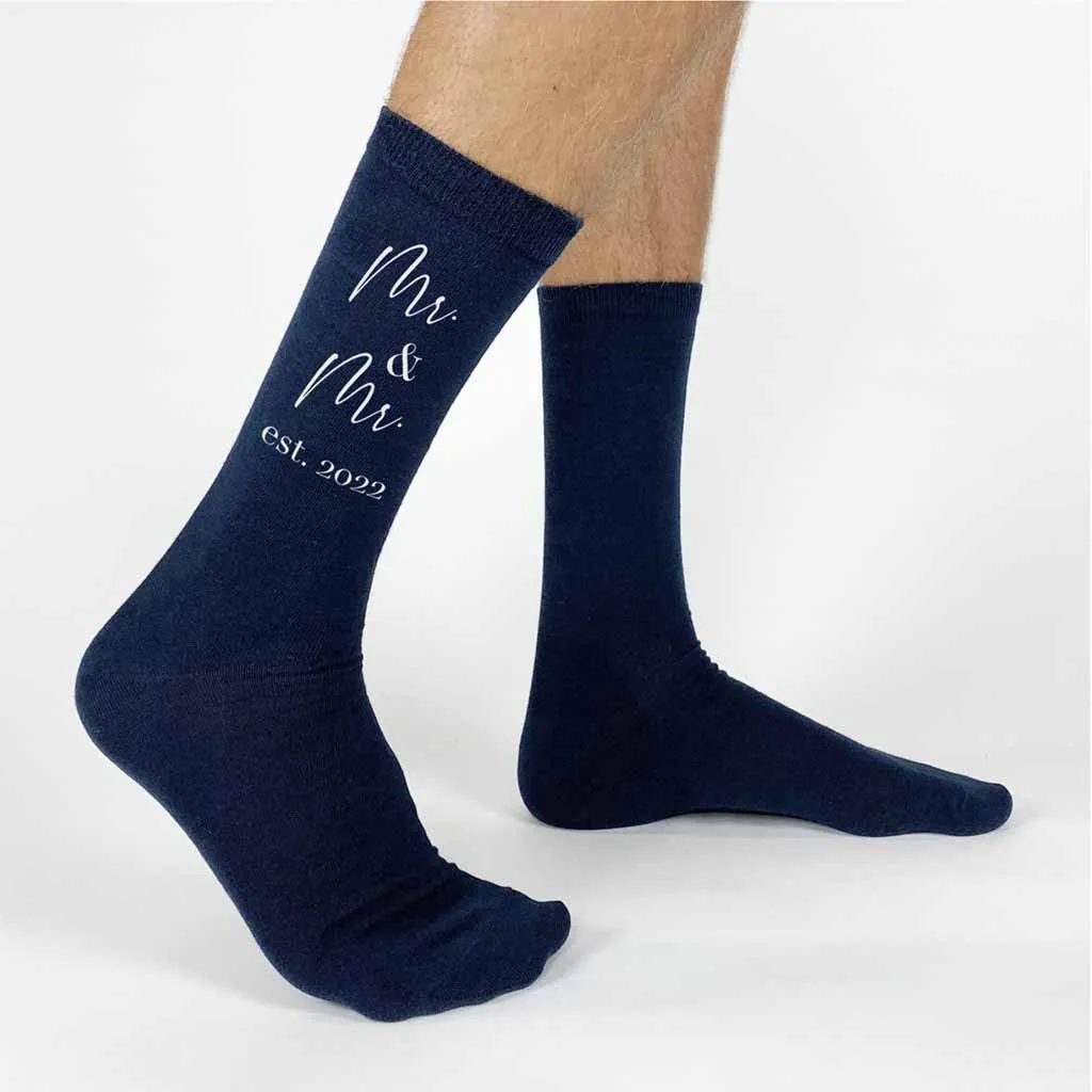 Mr. & Mr. Wedding Socks - Personalized Cotton Socks for Men