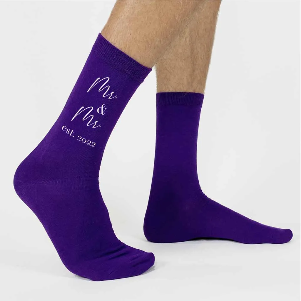 Mr. & Mr. Wedding Socks - Personalized Cotton Socks for Men