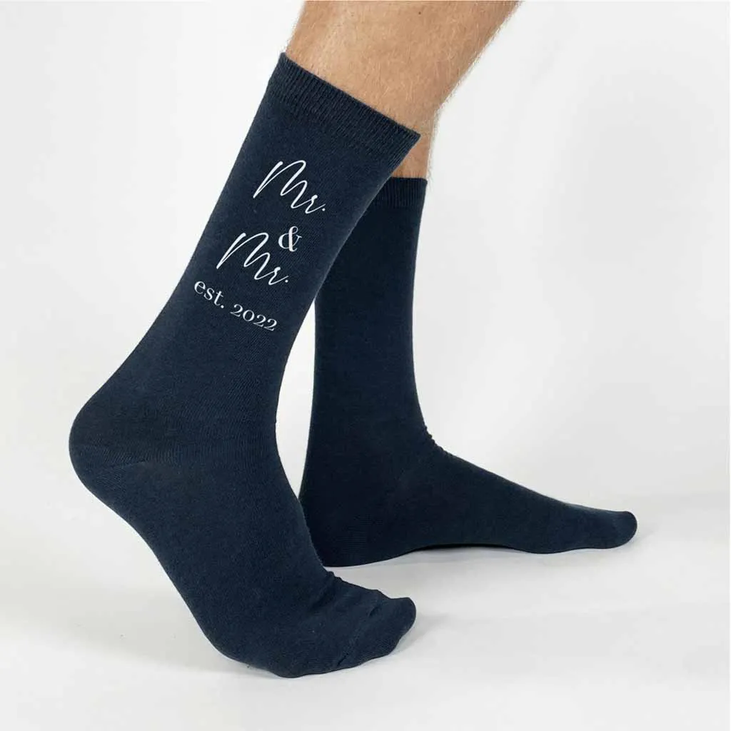 Mr. & Mr. Wedding Socks - Personalized Cotton Socks for Men