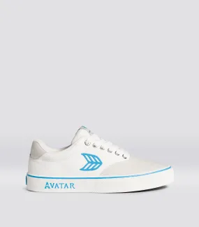 NAIOCA PRO AVATAR Vintage White Suede Off-White Canvas Blue Logo Sneaker Women