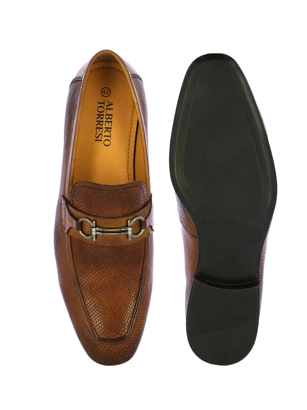 Patterned Tan Loafers Horsebit Loafers