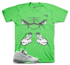 Retro 5 Green Bean Shirt - Raging Face - Green Bean