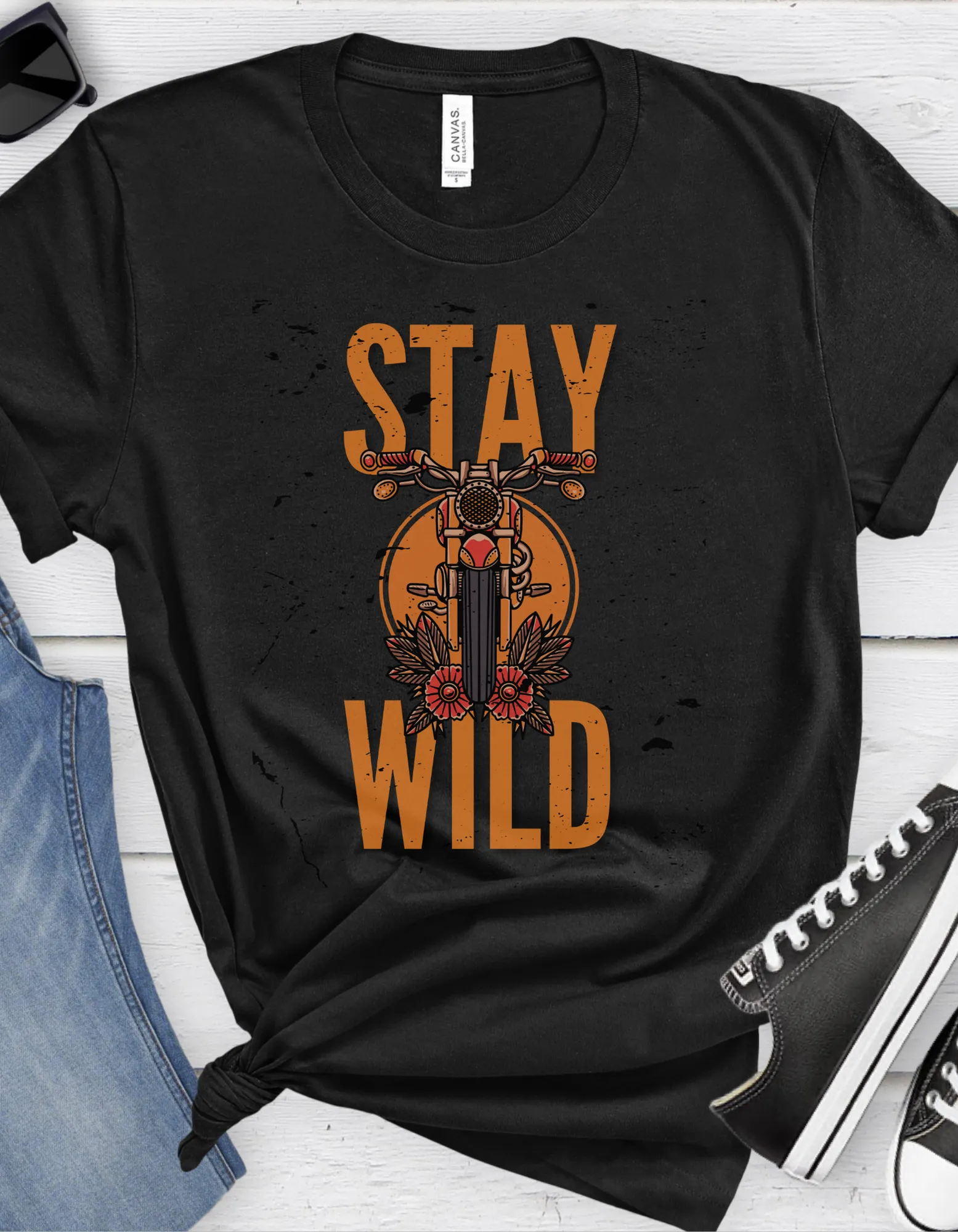 Stay Wild Tattoo T-shirt / Traditional Tattoo Tee Shirt / Punk Rock Clothing Tshirt Rockabilly Psychobilly Freak Goth