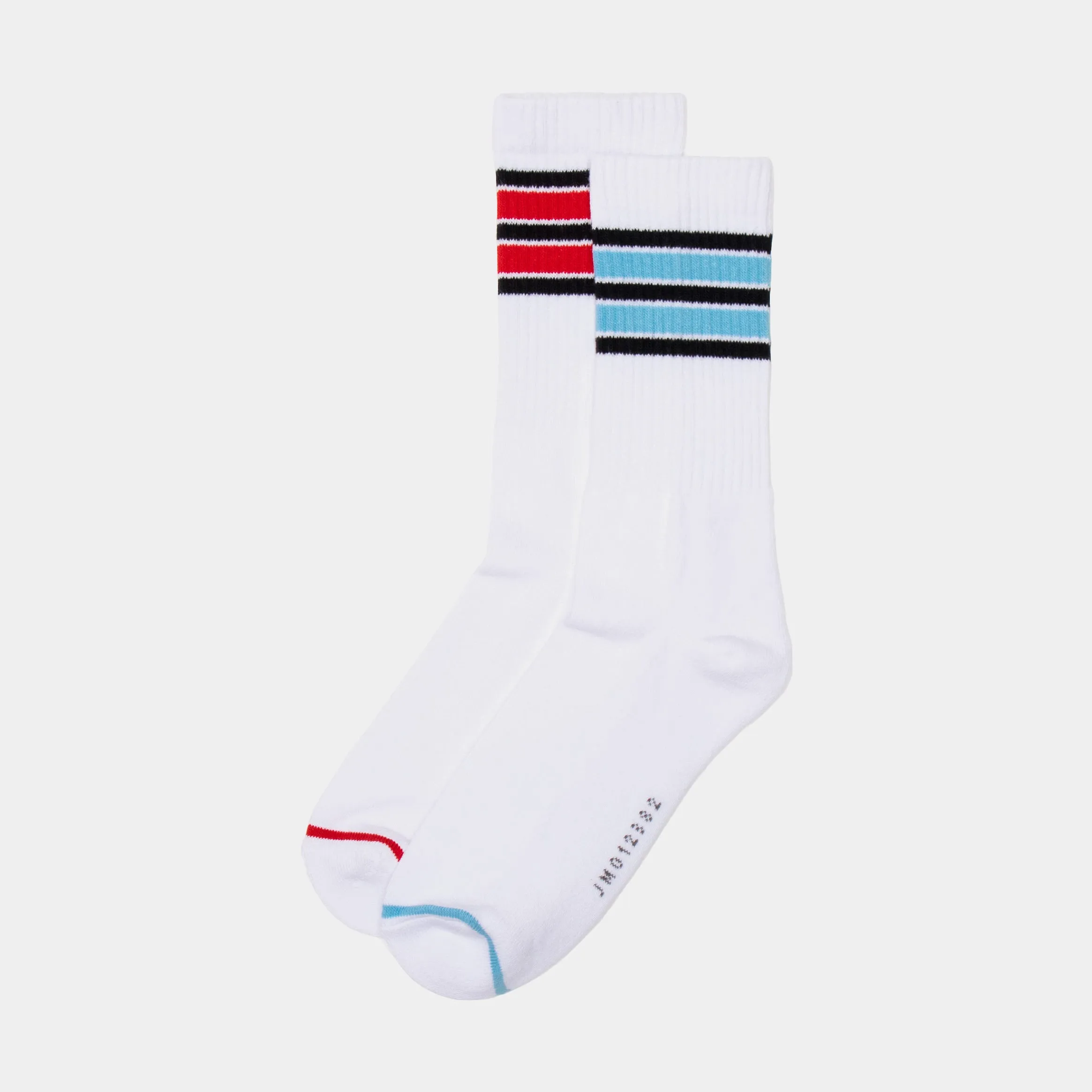 Striped Crew Socks Mens Socks (White/Blue)