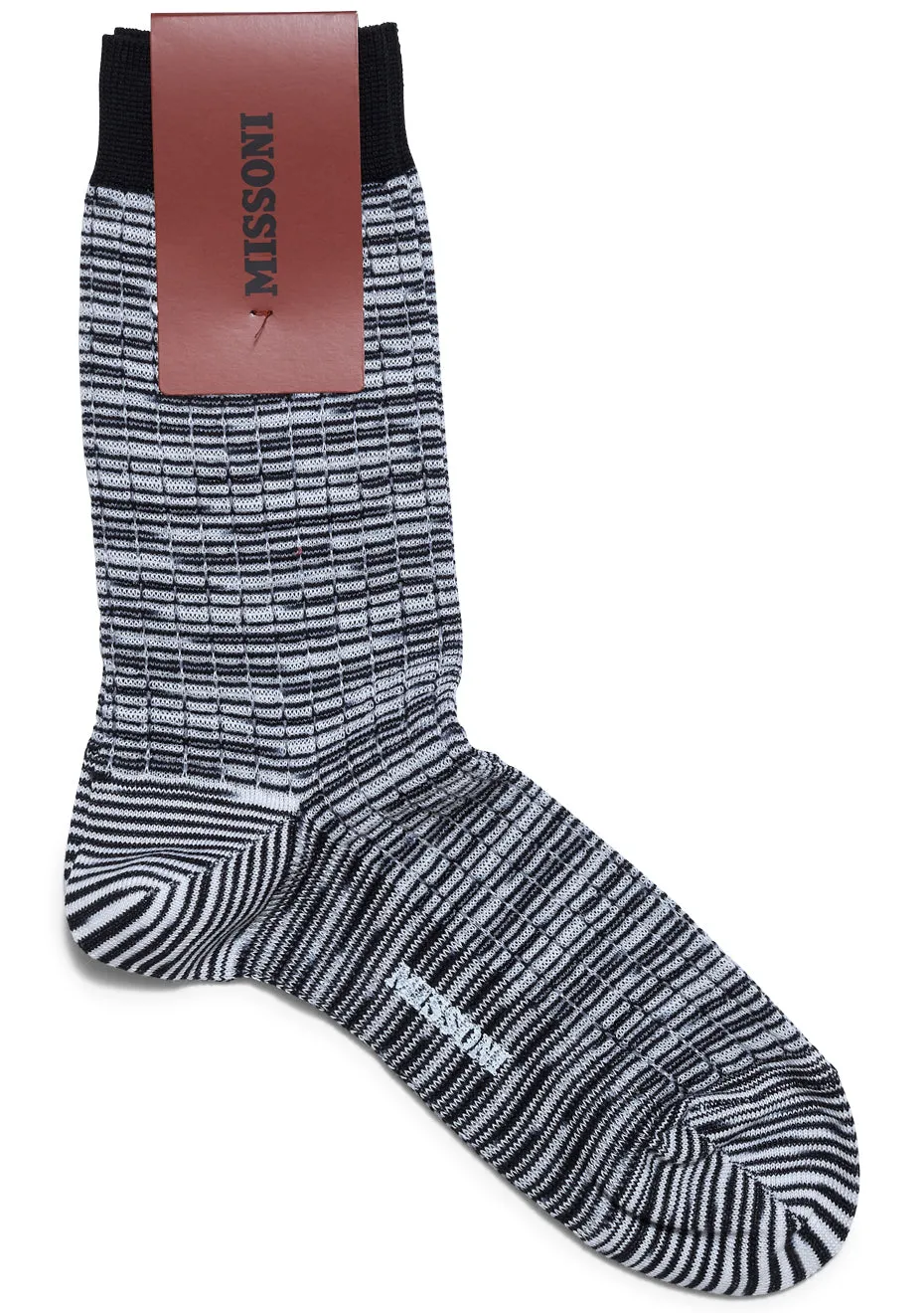 Striped Rib Socks Black White