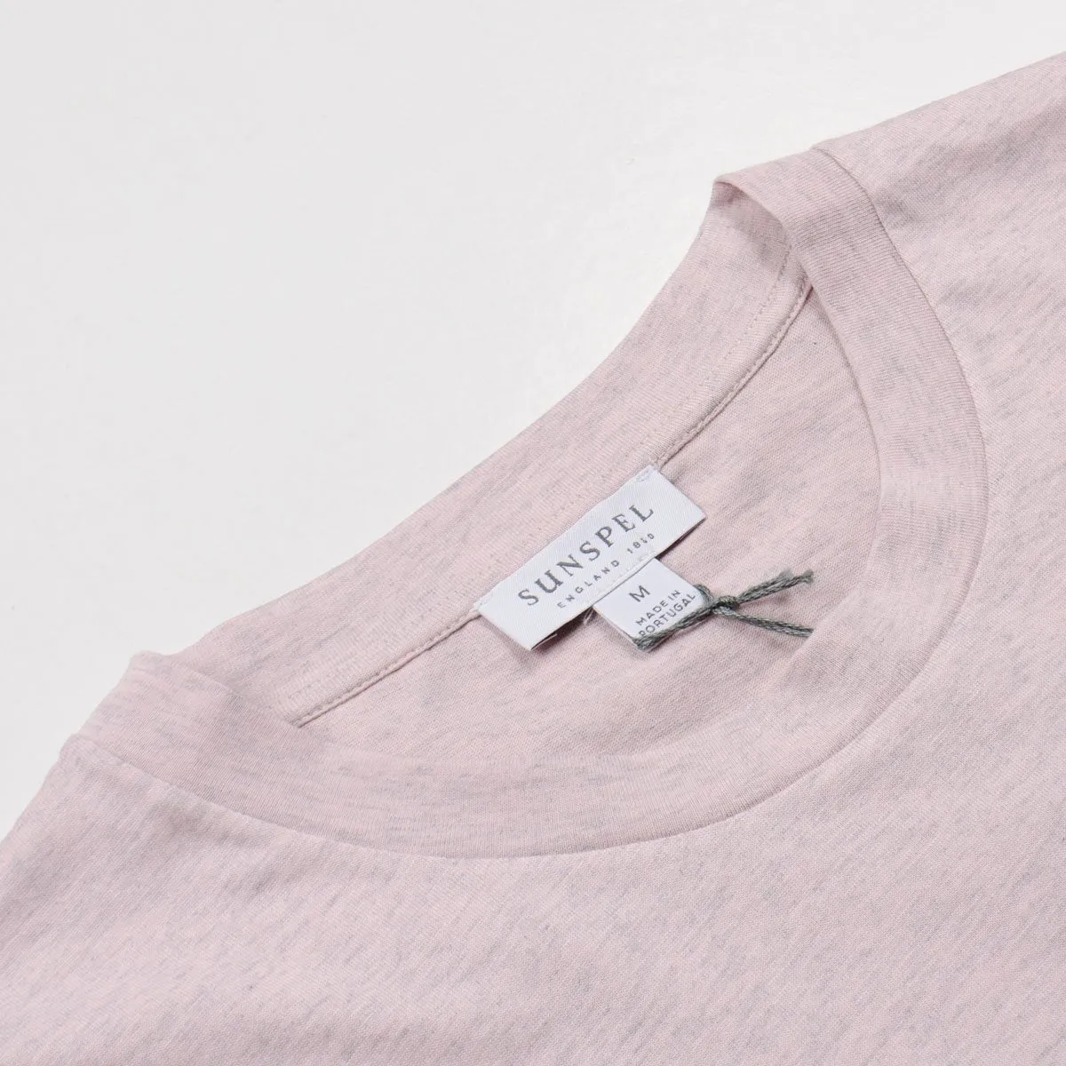 Sunspel - Short Sleeve Riviera Crew Neck T-shirt - Pale Pink Melange