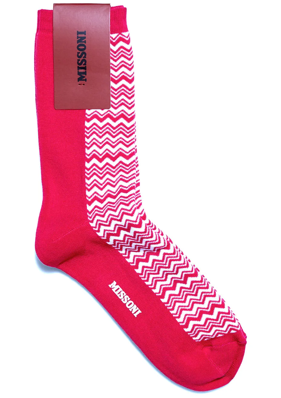 Two Tone Chevron Socks Fuschia White