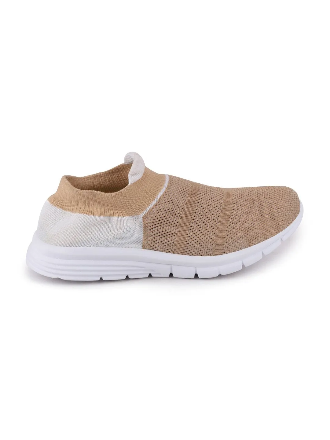 Women Beige Sports Slip-On Outdoor Walking Shoes