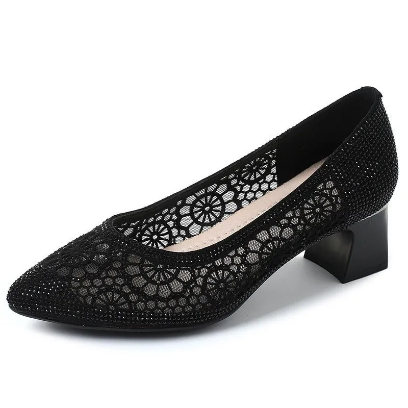 Women's Casual Shoes - Pointed Toe Mid Heels Pumps (FM121)